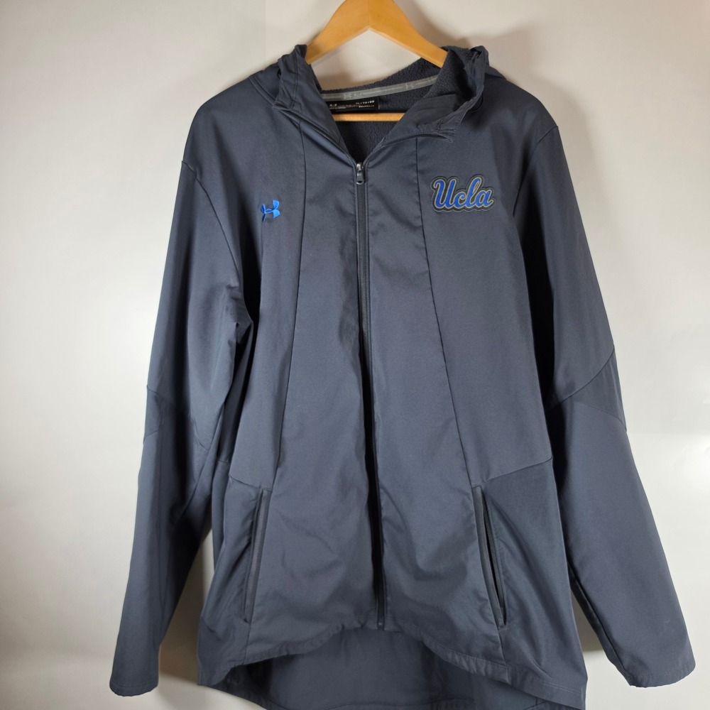 Under Armour UCLA Bruins ColdGear Full Zip Hooded Jacket Gray Mens XL Loose Fit